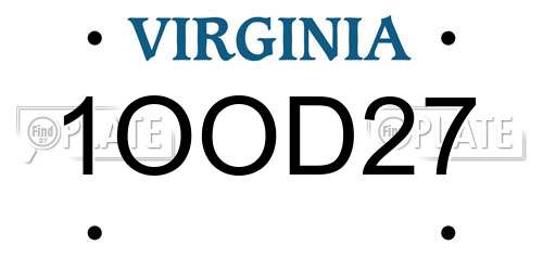 1OOD27 Virginia License Plate