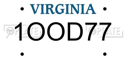 1OOD77 Virginia License Plate
