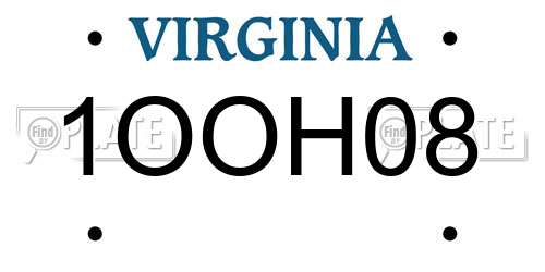 1OOH08 Virginia License Plate