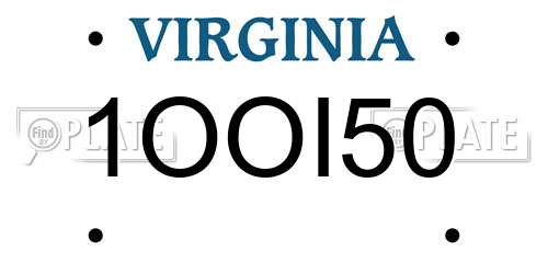 1OOI50 Virginia License Plate