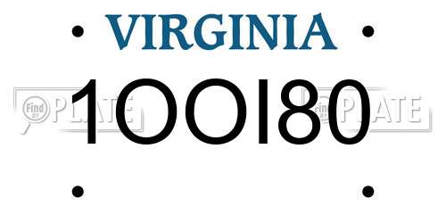 1OOI80 Virginia License Plate