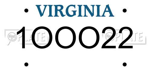 1OOO22 Virginia License Plate
