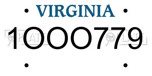 1OOO779 Virginia License Plate