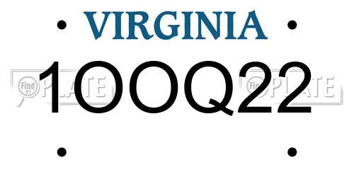 1OOQ22 Virginia License Plate