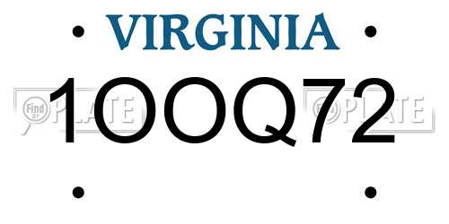 1OOQ72 Virginia License Plate