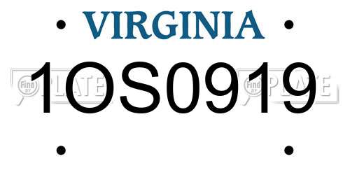 1OS0919 Virginia License Plate