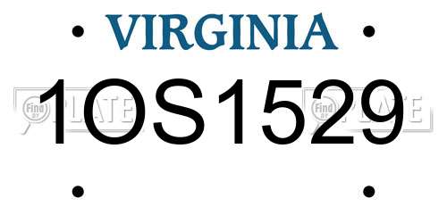 1OS1529 Virginia License Plate