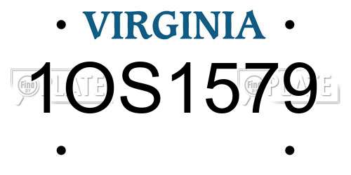 1OS1579 Virginia License Plate