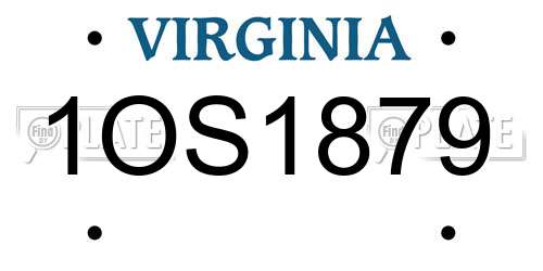 1OS1879 Virginia License Plate