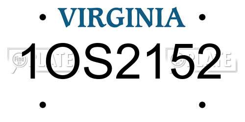 1OS2152 Virginia License Plate