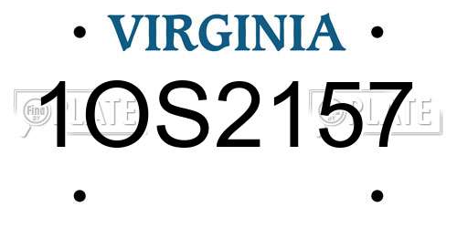 1OS2157 Virginia License Plate