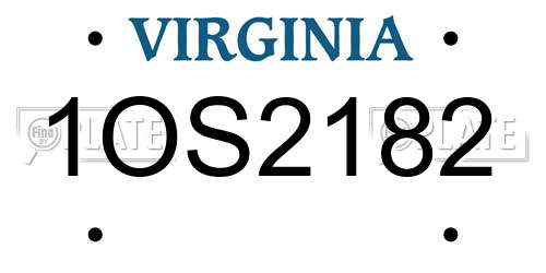 1OS2182 Virginia License Plate