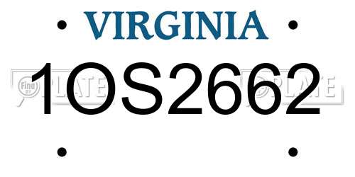 1OS2662 Virginia License Plate