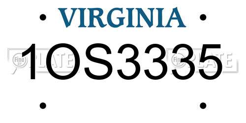 1OS3335 Virginia License Plate
