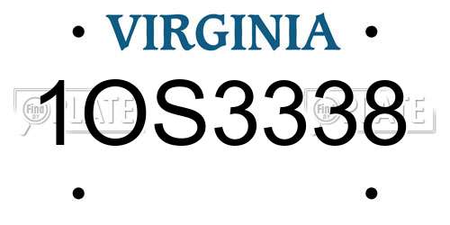 1OS3338 Virginia License Plate
