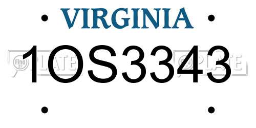 1OS3343 Virginia License Plate