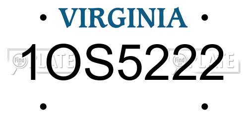 1OS5222 Virginia License Plate