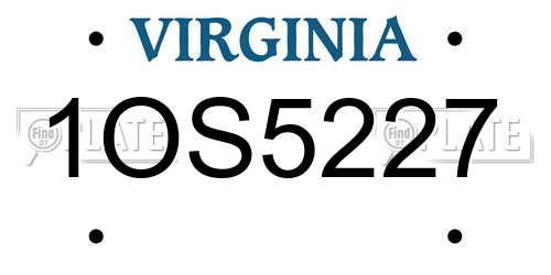 1OS5227 Virginia License Plate