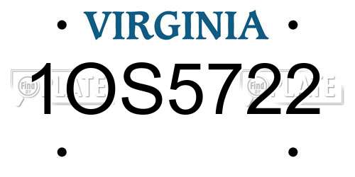 1OS5722 Virginia License Plate
