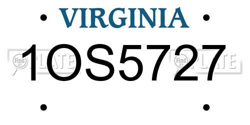 1OS5727 Virginia License Plate