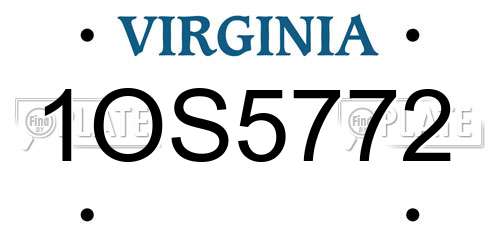 1OS5772 Virginia License Plate
