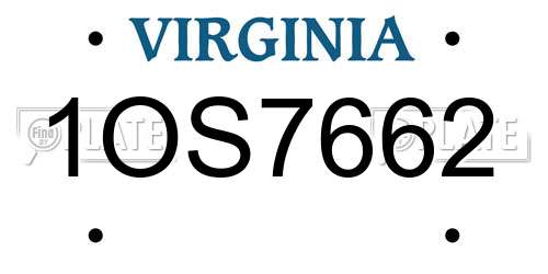 1OS7662 Virginia License Plate
