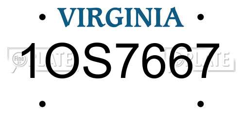 1OS7667 Virginia License Plate