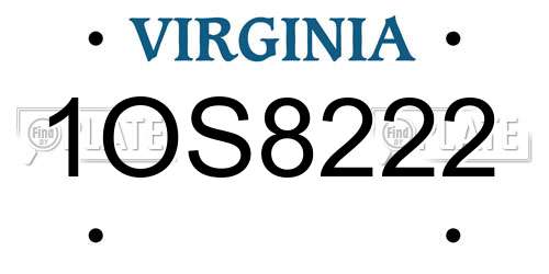 1OS8222 Virginia License Plate