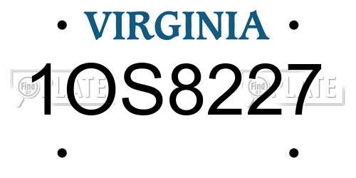 1OS8227 Virginia License Plate