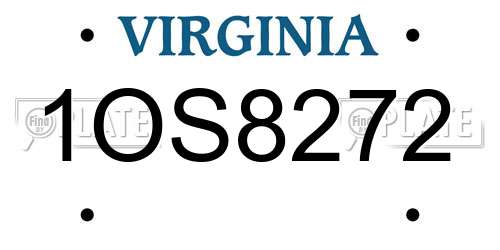 1OS8272 Virginia License Plate