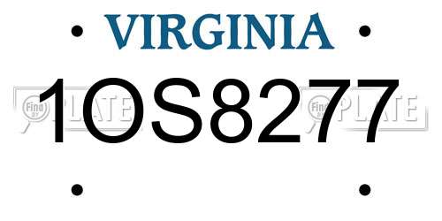 1OS8277 Virginia License Plate