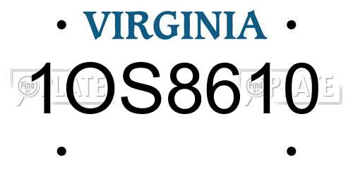 1OS8610 Virginia License Plate