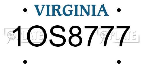 1OS8777 Virginia License Plate