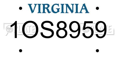 1OS8959 Virginia License Plate