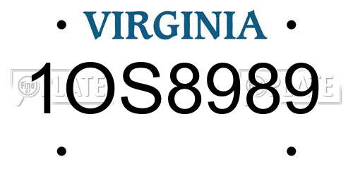 1OS8989 Virginia License Plate