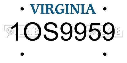 1OS9959 Virginia License Plate