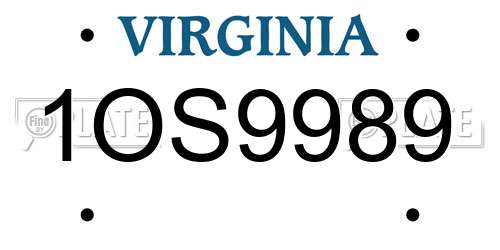 1OS9989 Virginia License Plate