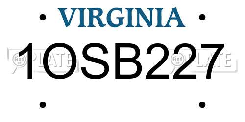 1OSB227 Virginia License Plate