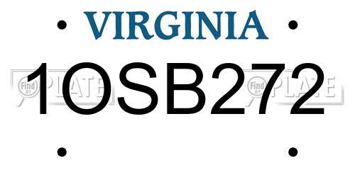 1OSB272 Virginia License Plate