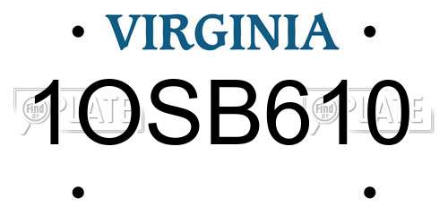 1OSB610 Virginia License Plate