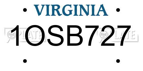 1OSB727 Virginia License Plate