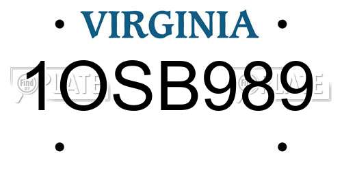 1OSB989 Virginia License Plate