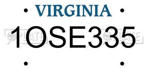 1OSE335 Virginia License Plate