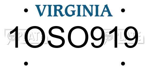 1OSO919 Virginia License Plate