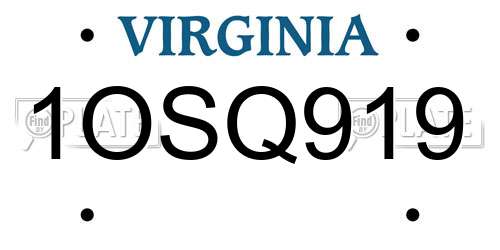 1OSQ919 Virginia License Plate