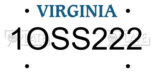 1OSS222 Virginia License Plate