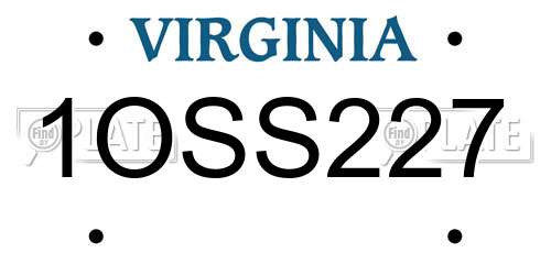 1OSS227 Virginia License Plate
