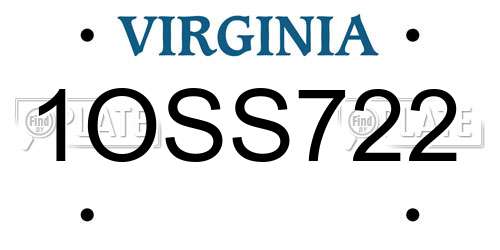 1OSS722 Virginia License Plate