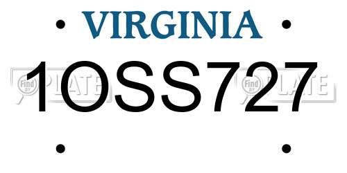 1OSS727 Virginia License Plate