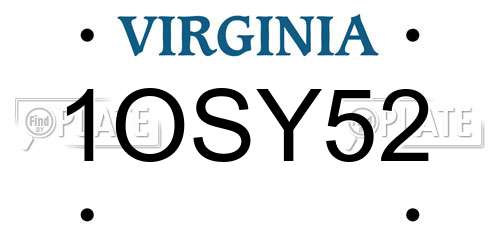 1OSY52 Virginia License Plate